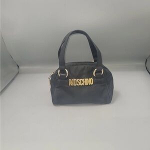 Moschino Black Satchel with Gold Accents